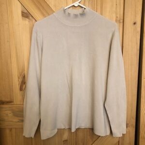 Chico's 3 Ribbed Knit Mock Neck Pullover Sweater Long Sleeve Light Tan Color